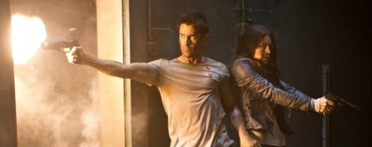 Colin Biel Colin Farrell and Jessica Biel in Total Recall