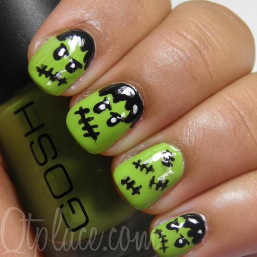 FrankensteinHalloween-nail-art